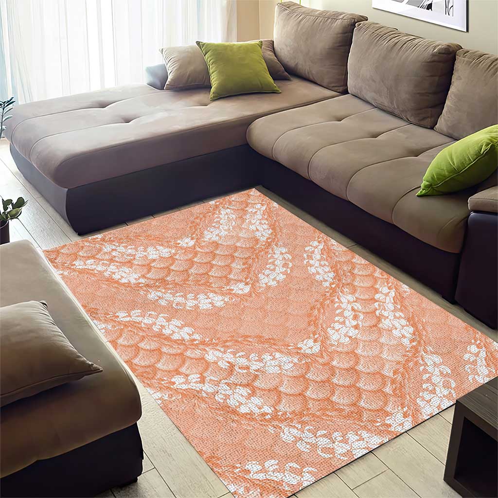 Apricot Mermaid Puakenikeni Maile Lei Area Rug LT01 - Polynesian Pride