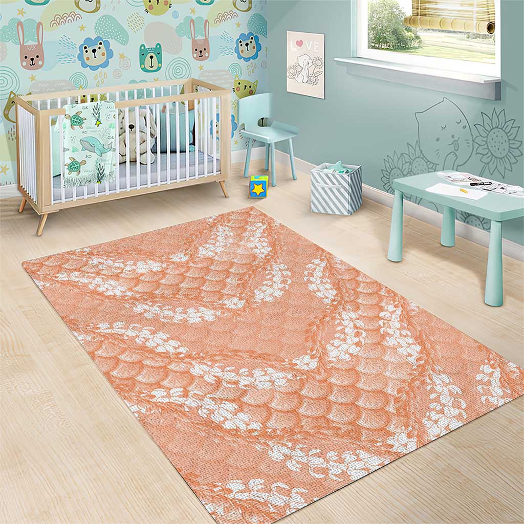 Apricot Mermaid Puakenikeni Maile Lei Area Rug LT01 - Polynesian Pride