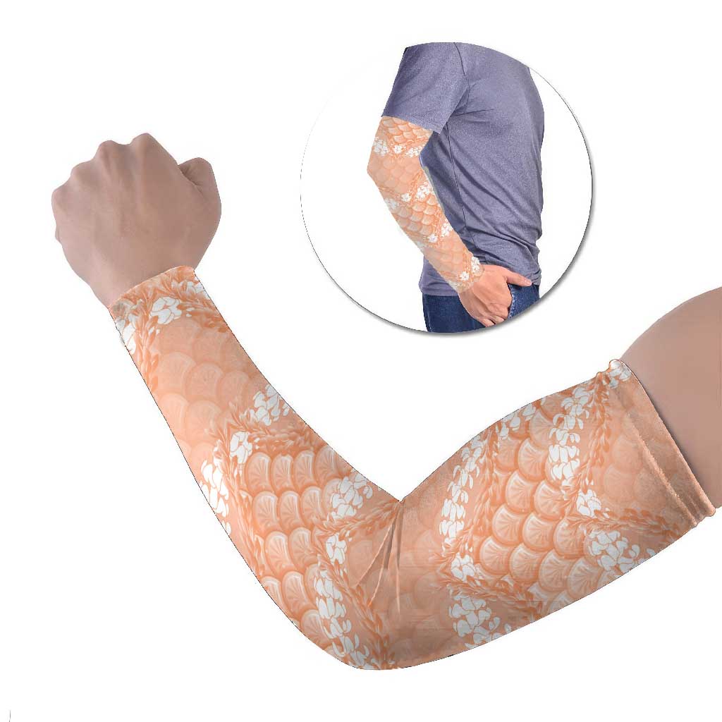 Apricot Mermaid Puakenikeni Maile Lei Arm Sleeves LT01 Set of 2 Apricot - Polynesian Pride