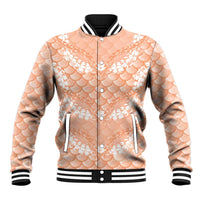 Apricot Mermaid Puakenikeni Maile Lei Baseball Jacket