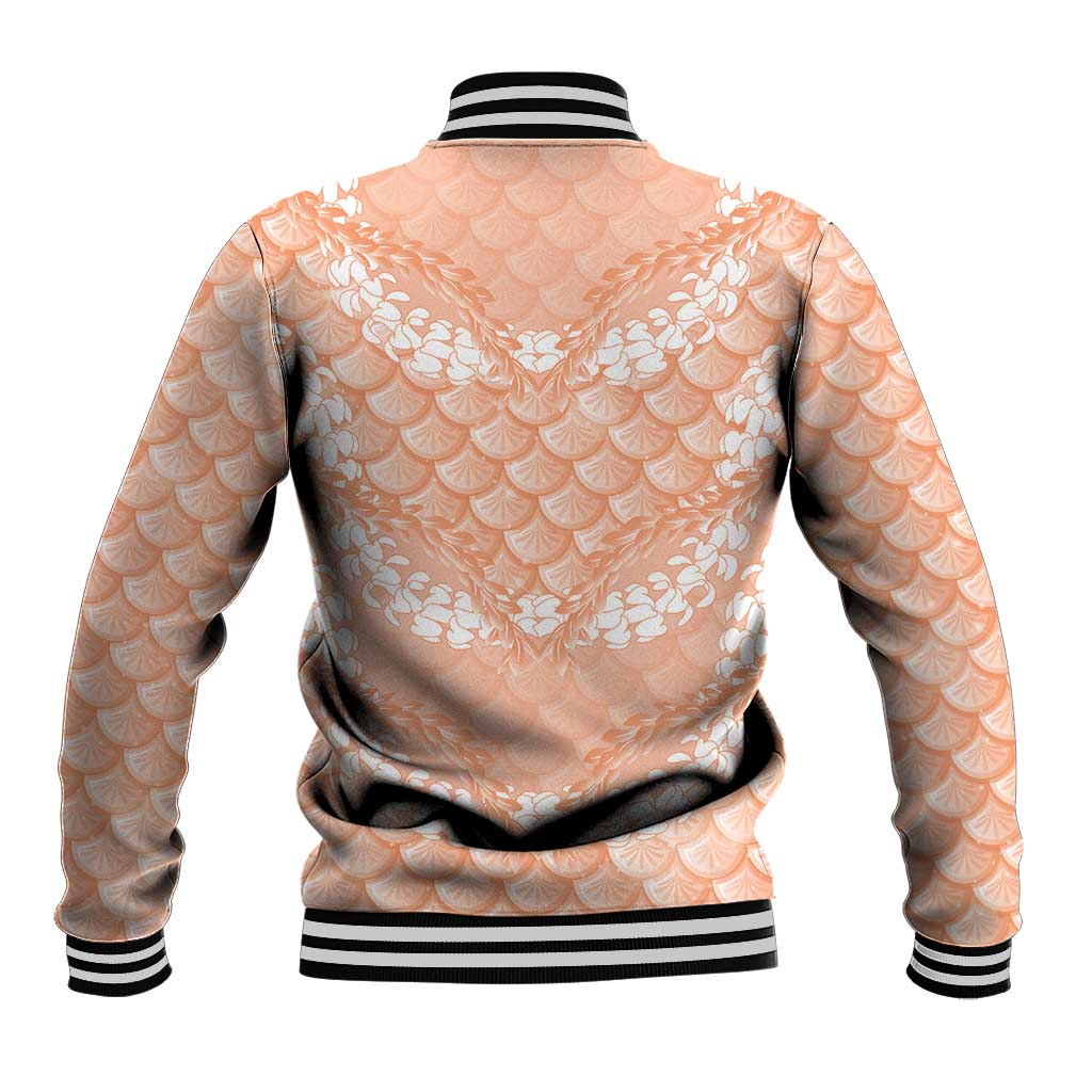 Apricot Mermaid Puakenikeni Maile Lei Baseball Jacket