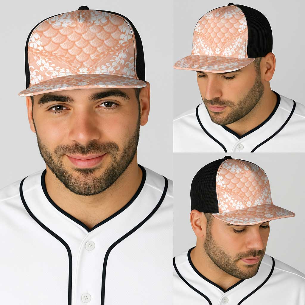 Apricot Mermaid Puakenikeni Maile Lei Baseball Net Cap LT01 - Polynesian Pride