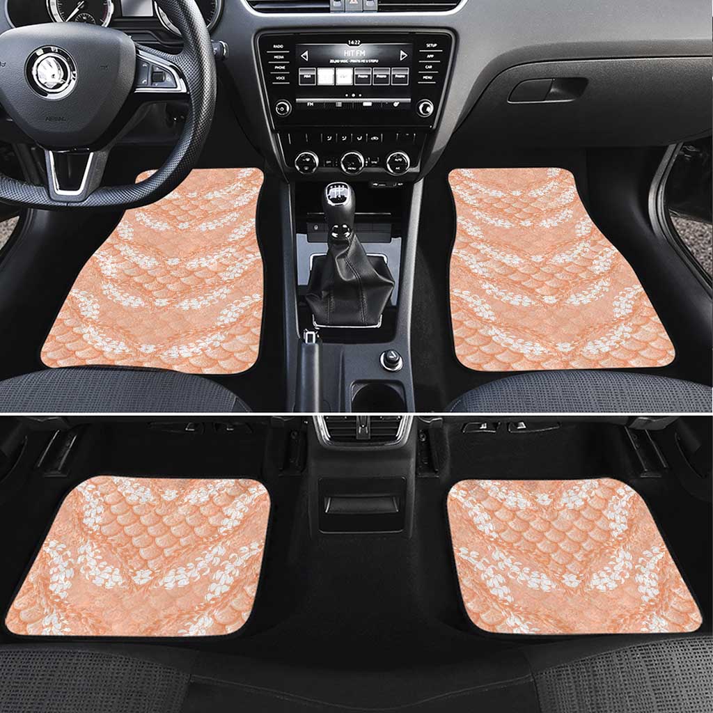 Apricot Mermaid Puakenikeni Maile Lei Car Mats LT01 Set 4pcs Apricot - Polynesian Pride