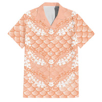 Apricot Mermaid Puakenikeni Maile Lei Family Matching Off The Shoulder Long Sleeve Dress and Hawaiian Shirt LT01 Dad's Shirt - Short Sleeve Apricot - Polynesian Pride