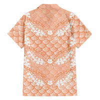 Apricot Mermaid Puakenikeni Maile Lei Family Matching Puletasi and Hawaiian Shirt
