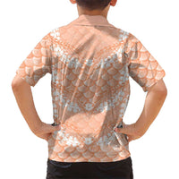 Apricot Mermaid Puakenikeni Maile Lei Family Matching Short Sleeve Bodycon Dress and Hawaiian Shirt LT01 - Polynesian Pride