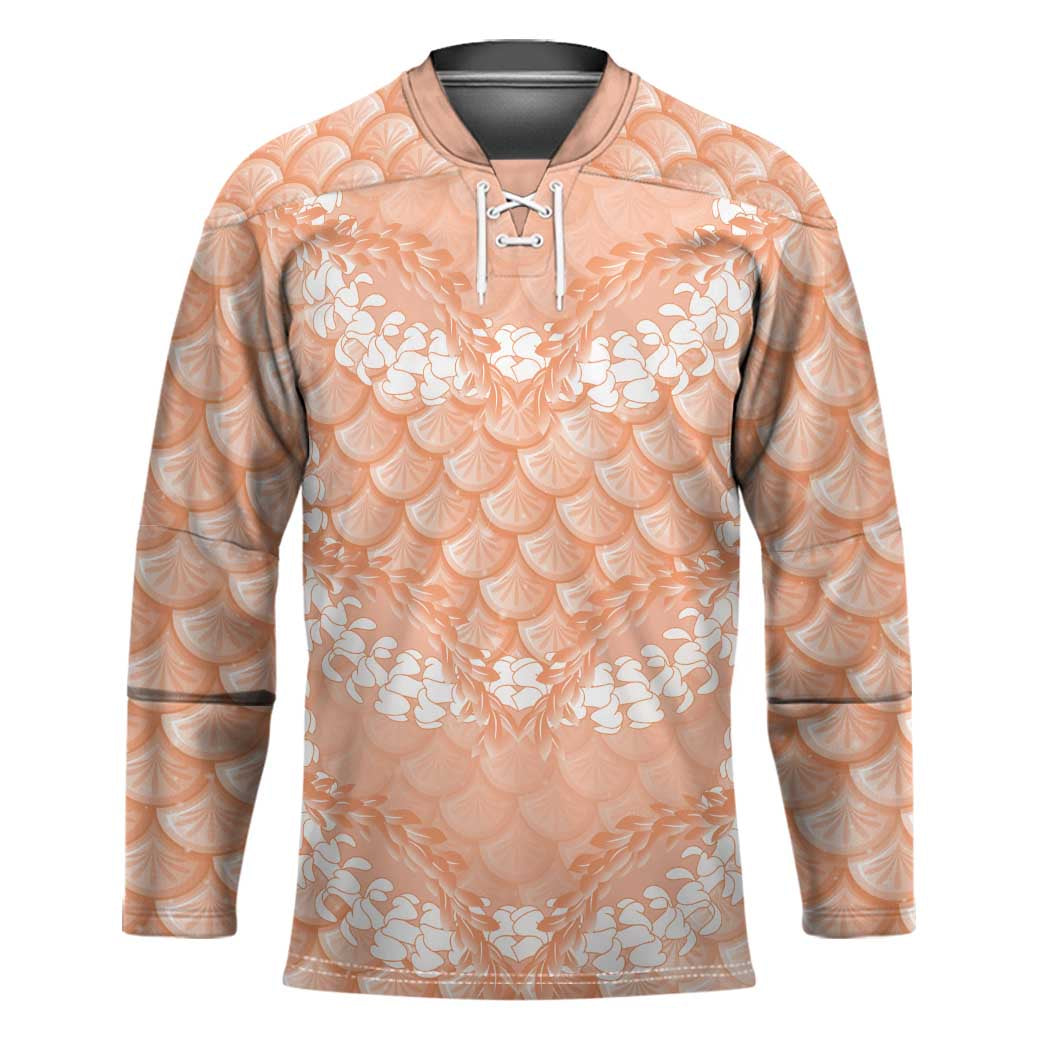 Apricot Mermaid Puakenikeni Maile Lei Hockey Jersey LT01 Unisex Apricot - Polynesian Pride