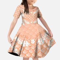 Apricot Mermaid Puakenikeni Maile Lei Kid Short Sleeve Dress