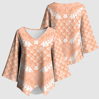 Apricot Mermaid Puakenikeni Maile Lei Kimono Sleeve Blouse