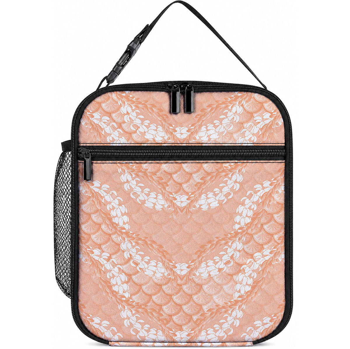 Apricot Mermaid Puakenikeni Maile Lei Lunch Bag LT01 10.2 × 8.3 × 4.3 inch Apricot - Polynesian Pride