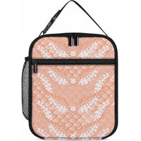 Apricot Mermaid Puakenikeni Maile Lei Lunch Bag LT01 10.2 × 8.3 × 4.3 inch Apricot - Polynesian Pride