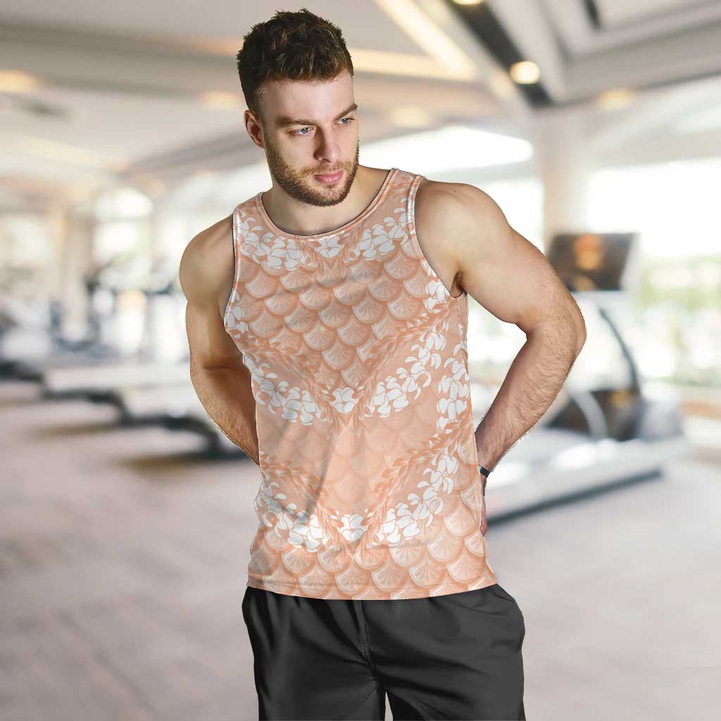 Apricot Mermaid Puakenikeni Maile Lei Men Tank Top