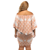 Apricot Mermaid Puakenikeni Maile Lei Off Shoulder Short Dress