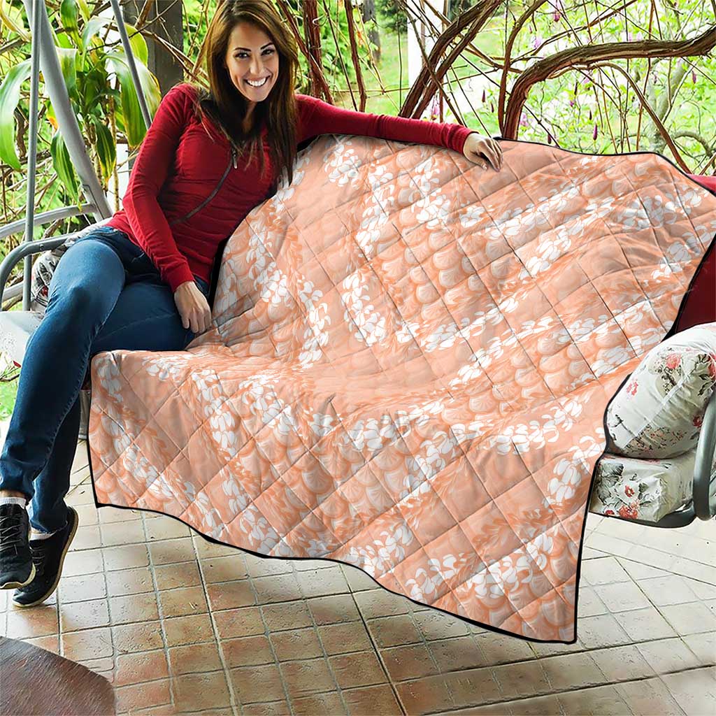 Apricot Mermaid Puakenikeni Maile Lei Quilt
