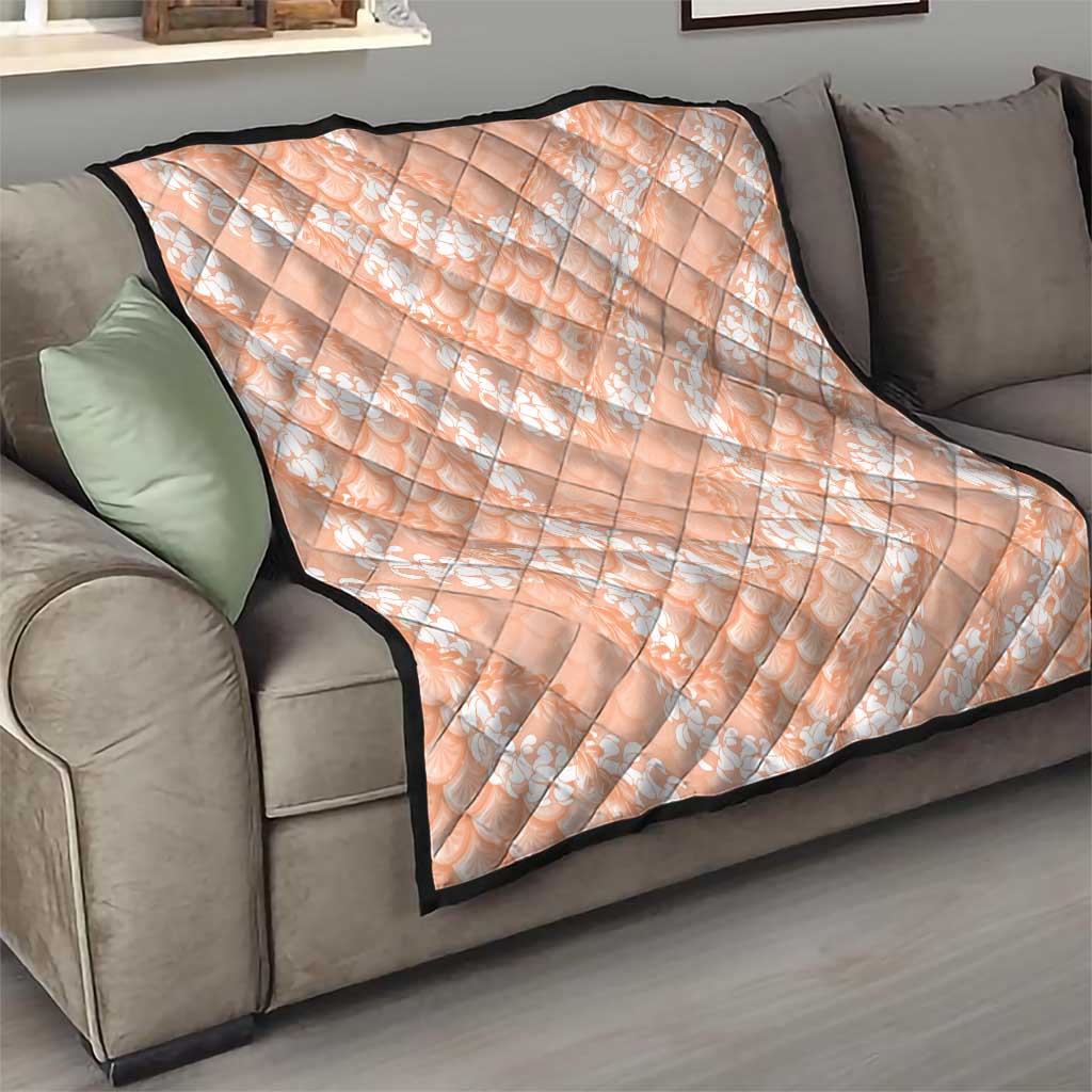 Apricot Mermaid Puakenikeni Maile Lei Quilt