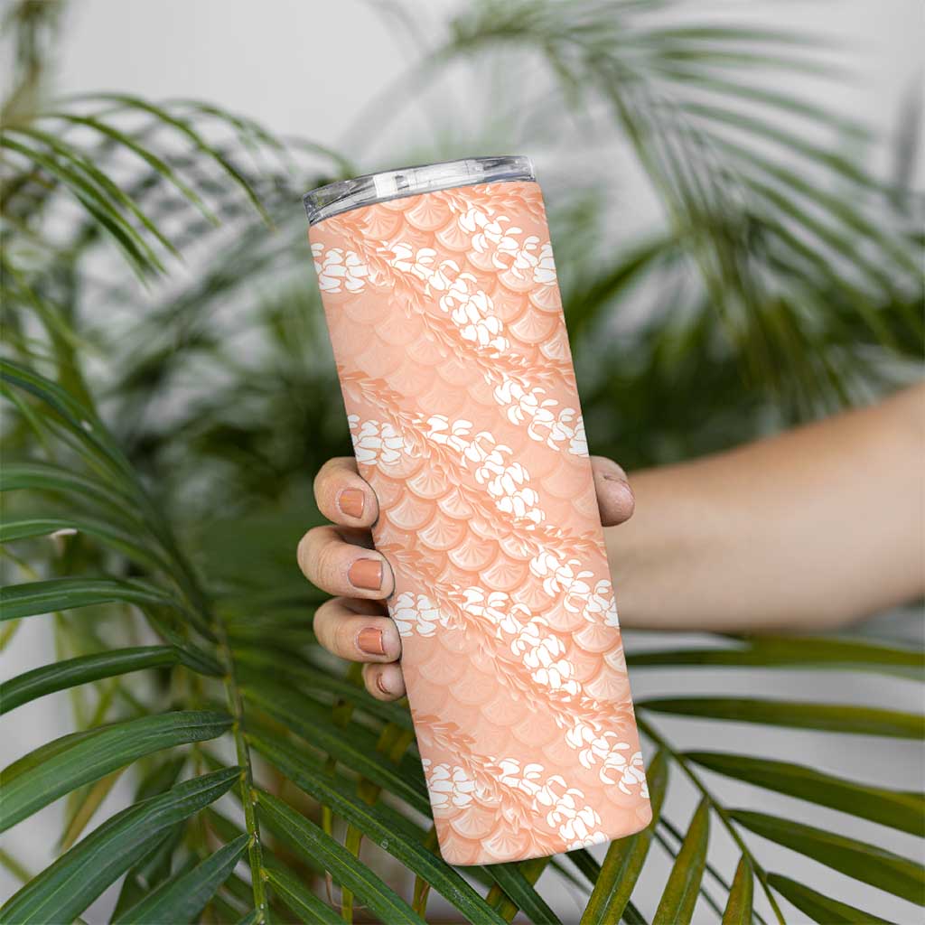 Apricot Mermaid Puakenikeni Maile Lei Skinny Tumbler LT01 - Polynesian Pride