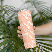 Apricot Mermaid Puakenikeni Maile Lei Skinny Tumbler LT01 - Polynesian Pride