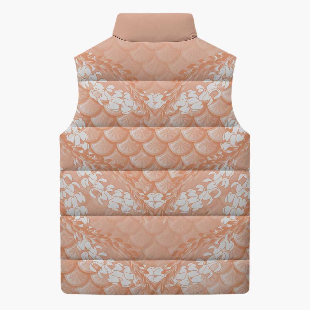 Apricot Mermaid Puakenikeni Maile Lei Sleeveless Puffer Jacket