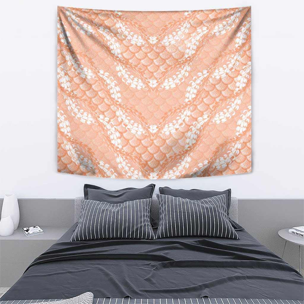Apricot Mermaid Puakenikeni Maile Lei Tapestry