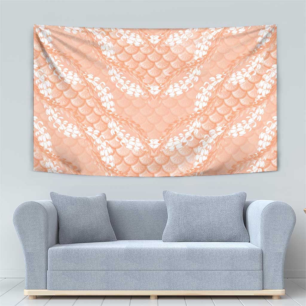 Apricot Mermaid Puakenikeni Maile Lei Tapestry