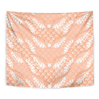 Apricot Mermaid Puakenikeni Maile Lei Tapestry