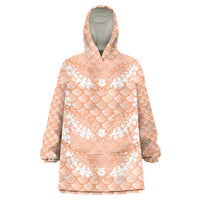 Apricot Mermaid Puakenikeni Maile Lei Wearable Blanket Hoodie LT01 One Size Apricot - Polynesian Pride