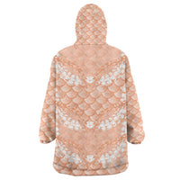 Apricot Mermaid Puakenikeni Maile Lei Wearable Blanket Hoodie LT01 - Polynesian Pride