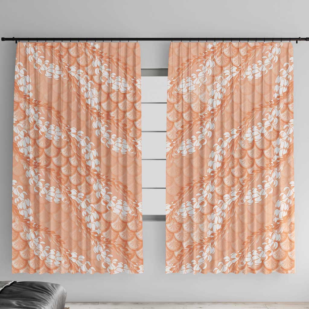 Apricot Mermaid Puakenikeni Maile Lei Window Curtain LT01 With Hooks Apricot - Polynesian Pride