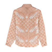 Apricot Mermaid Puakenikeni Maile Lei Women Casual Shirt LT01 - Polynesian Pride