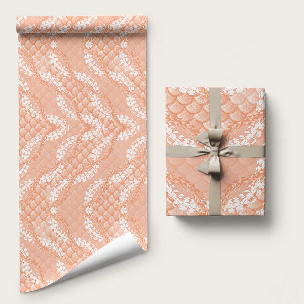 Apricot Mermaid Puakenikeni Maile Lei Wrapping Paper