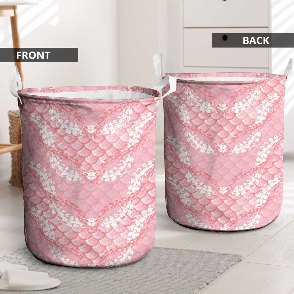 Soft Pink Mermaid Puakenikeni Maile Lei Laundry Basket