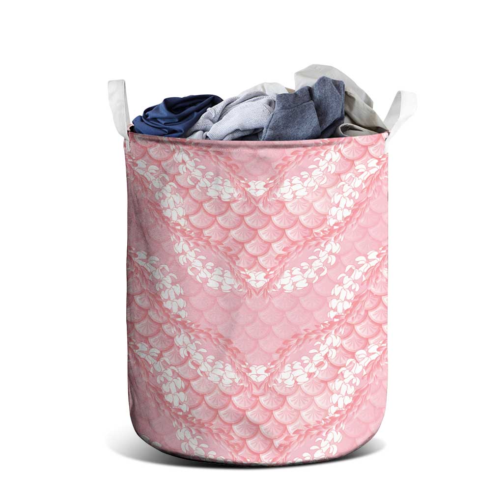 Soft Pink Mermaid Puakenikeni Maile Lei Laundry Basket