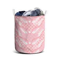 Soft Pink Mermaid Puakenikeni Maile Lei Laundry Basket