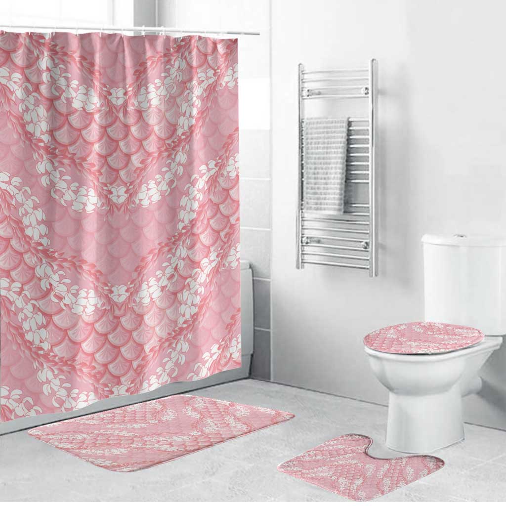 Soft Pink Mermaid Puakenikeni Maile Lei Bathroom Set LT01 Bathroom Set (4 pcs) Pink - Polynesian Pride