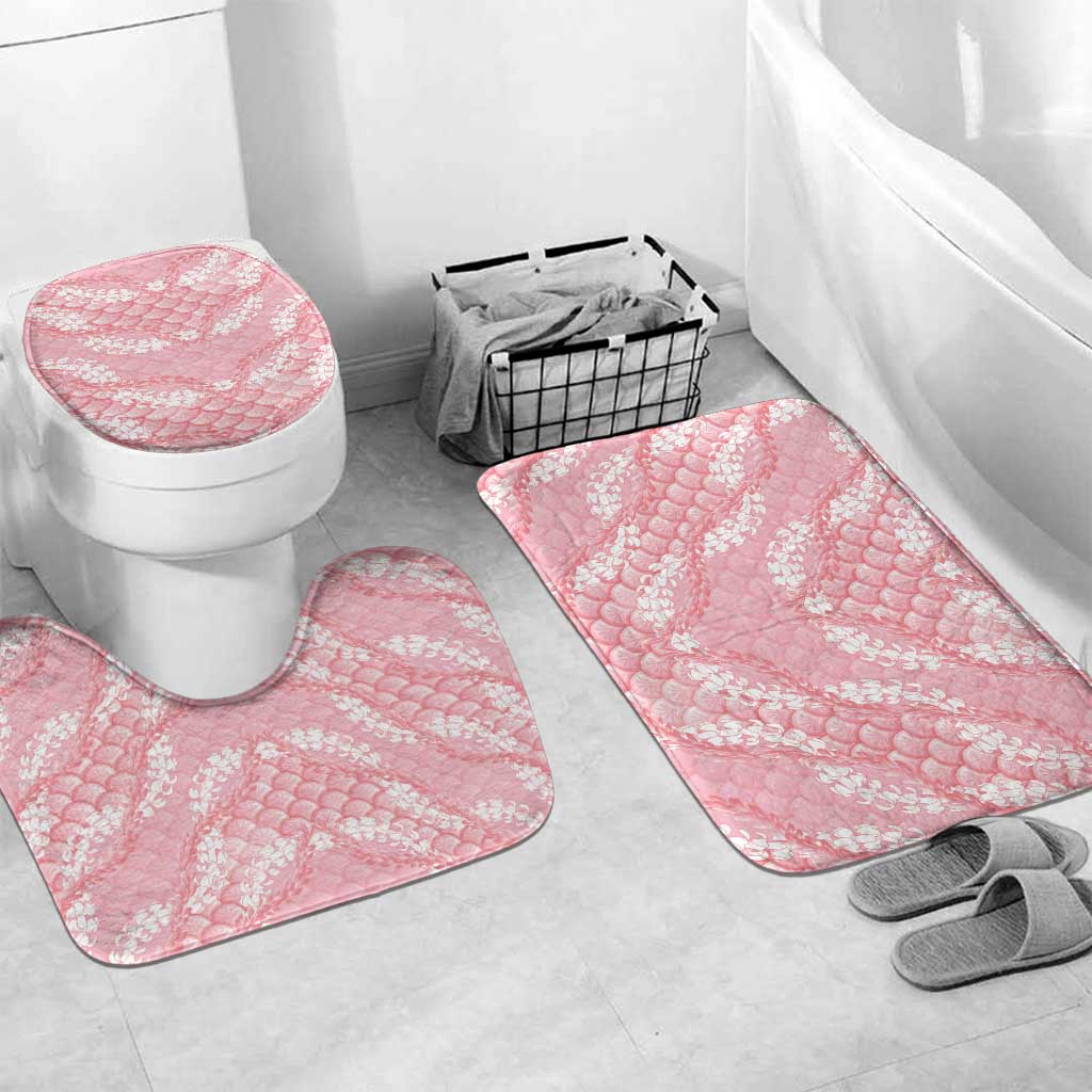 Soft Pink Mermaid Puakenikeni Maile Lei Bathroom Set LT01 Mat Set Only (3 pcs) One Size Pink - Polynesian Pride