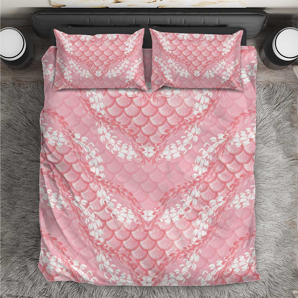 Soft Pink Mermaid Puakenikeni Maile Lei Bedding Set