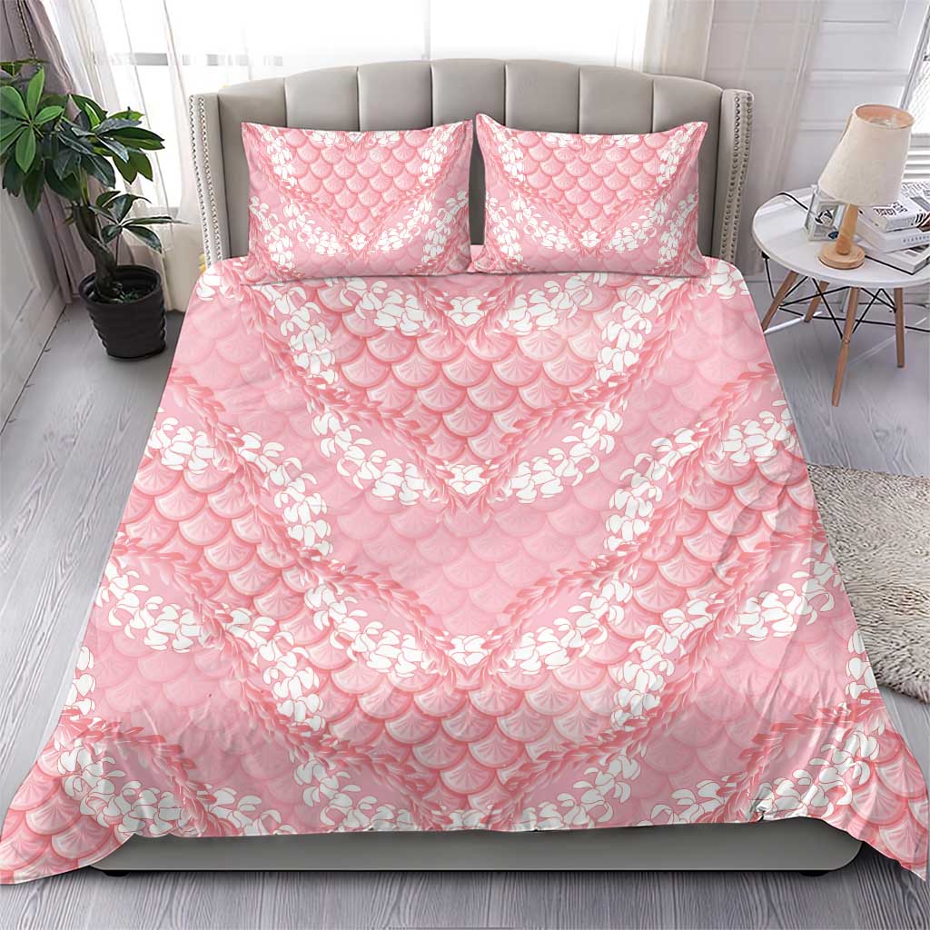 Soft Pink Mermaid Puakenikeni Maile Lei Bedding Set