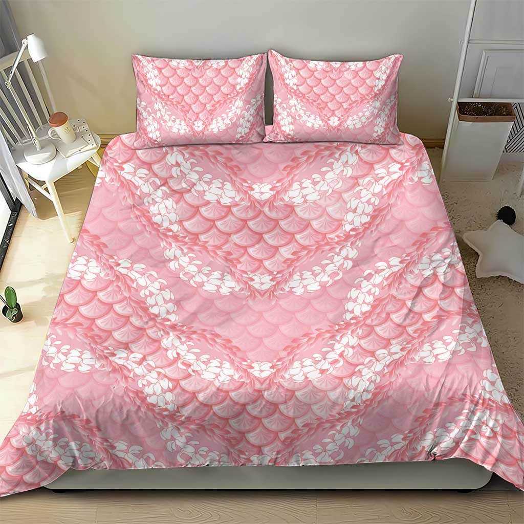 Soft Pink Mermaid Puakenikeni Maile Lei Bedding Set