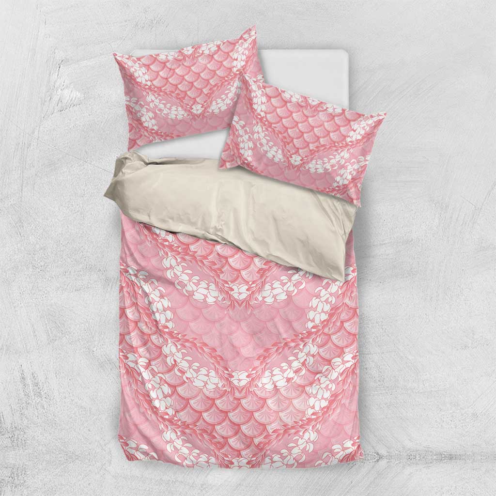 Soft Pink Mermaid Puakenikeni Maile Lei Bedding Set