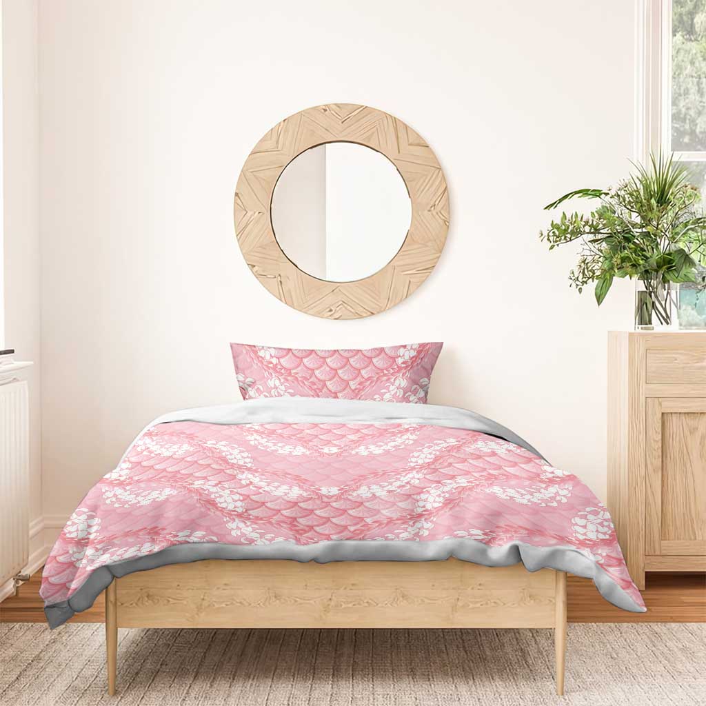 Soft Pink Mermaid Puakenikeni Maile Lei Bedding Set