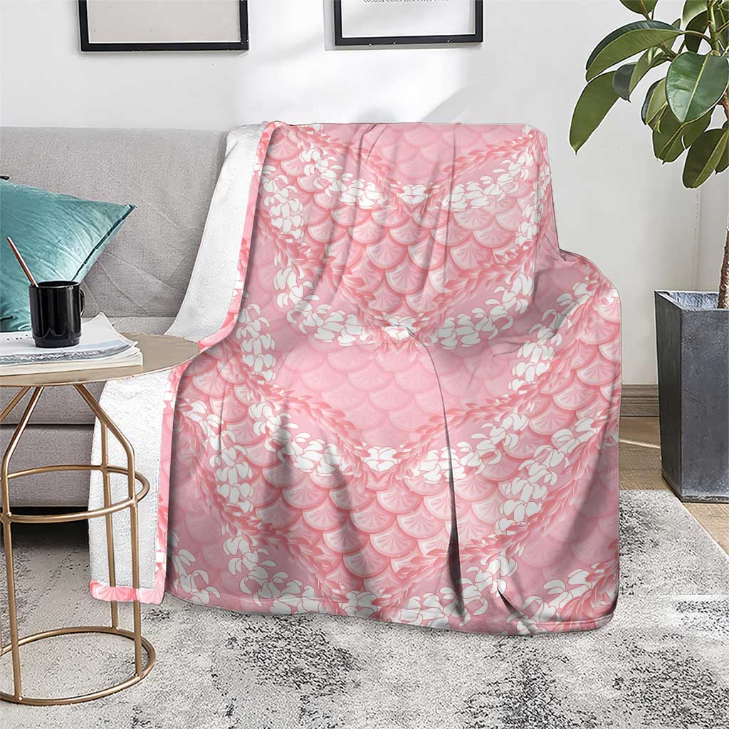 Soft Pink Mermaid Puakenikeni Maile Lei Blanket