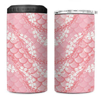 Soft Pink Mermaid Puakenikeni Maile Lei 4 in 1 Can Cooler Tumbler LT01 One Size: 16 oz Pink - Polynesian Pride