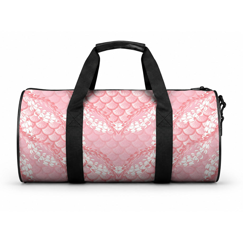 Soft Pink Mermaid Puakenikeni Maile Lei Duffle Bag