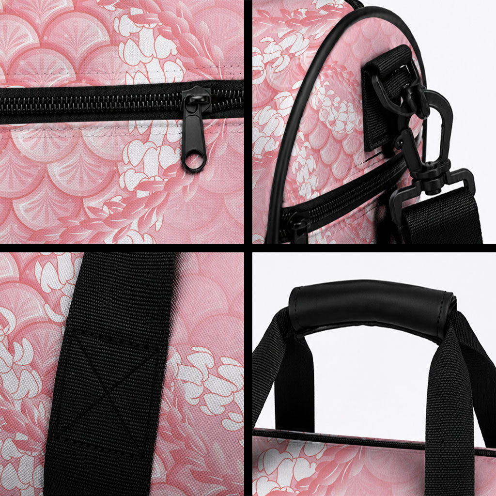 Soft Pink Mermaid Puakenikeni Maile Lei Duffle Bag