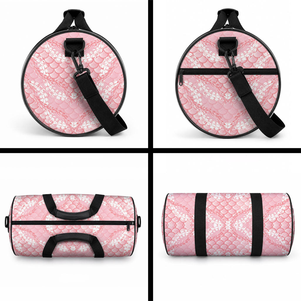 Soft Pink Mermaid Puakenikeni Maile Lei Duffle Bag