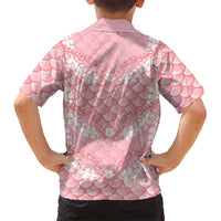 Soft Pink Mermaid Puakenikeni Maile Lei Family Matching Off Shoulder Maxi Dress and Hawaiian Shirt LT01 - Polynesian Pride