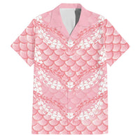 Soft Pink Mermaid Puakenikeni Maile Lei Family Matching Short Sleeve Bodycon Dress and Hawaiian Shirt LT01 Dad's Shirt - Short Sleeve Pink - Polynesian Pride