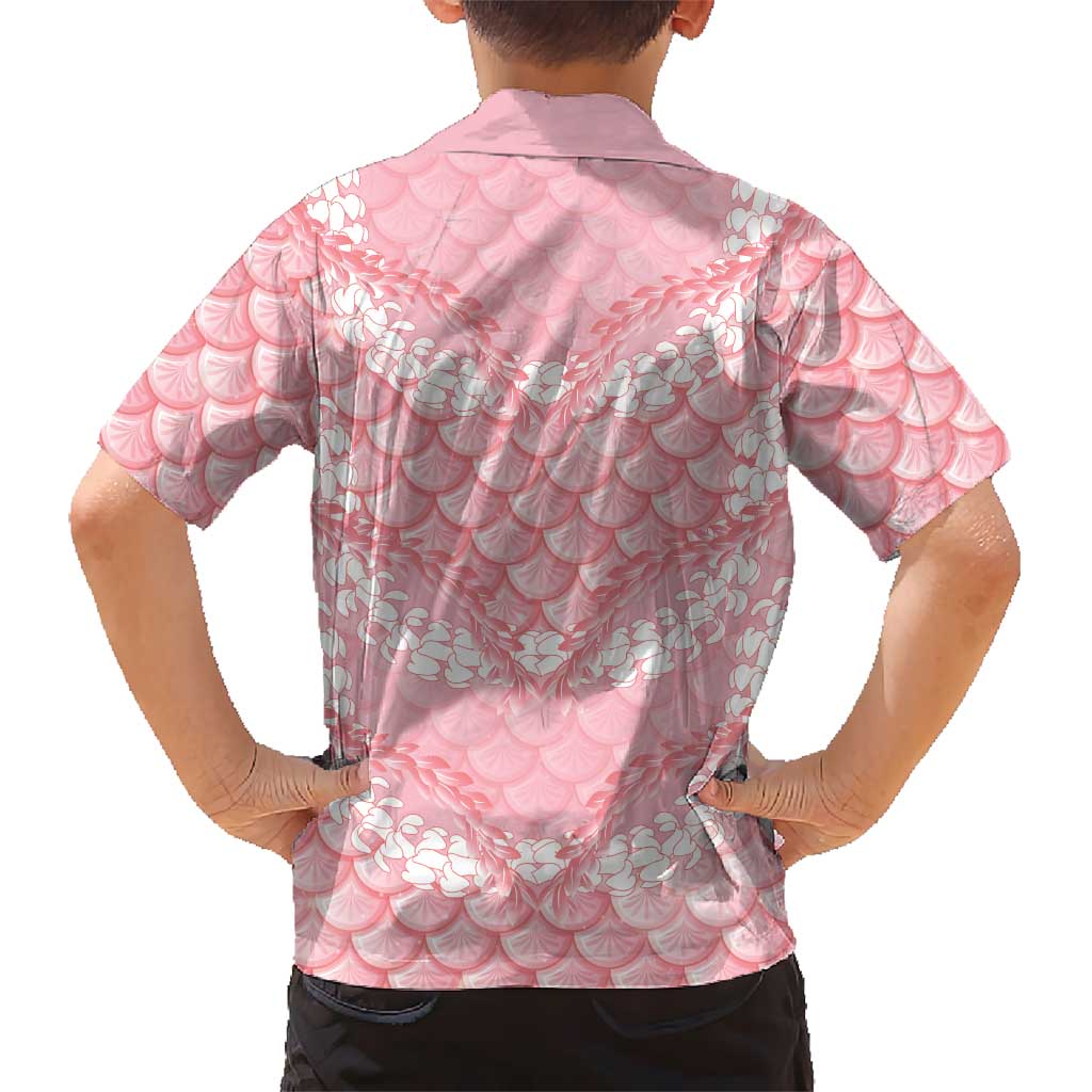 Soft Pink Mermaid Puakenikeni Maile Lei Family Matching Summer Maxi Dress and Hawaiian Shirt LT01 - Polynesian Pride