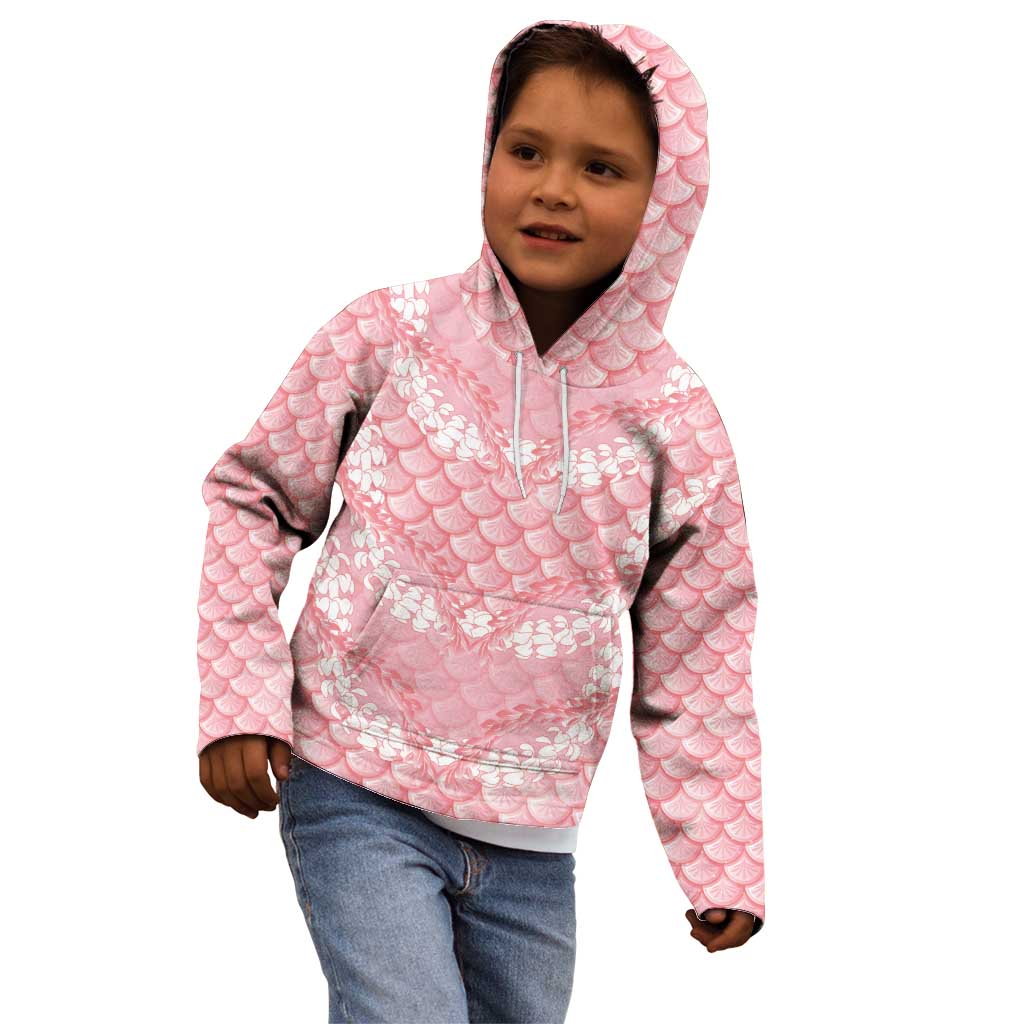 Soft Pink Mermaid Puakenikeni Maile Lei Kid Hoodie