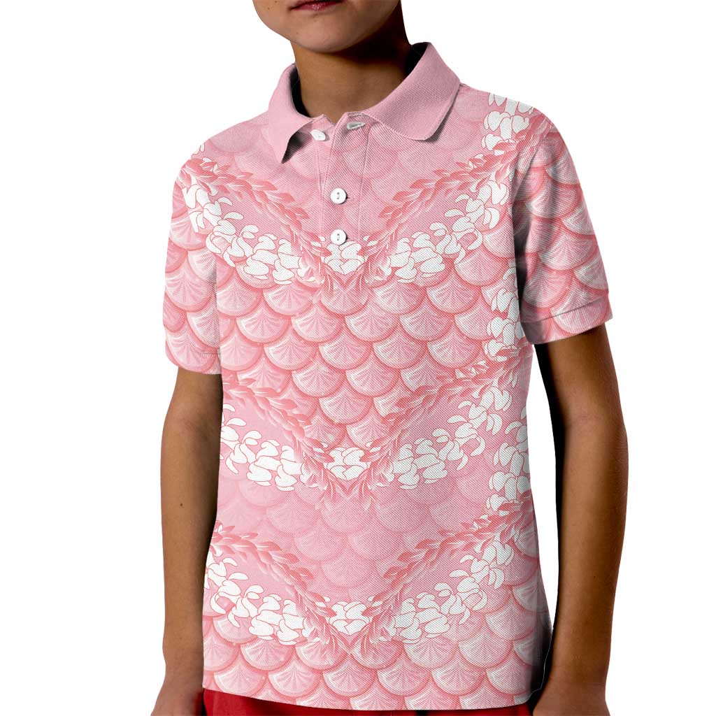 Soft Pink Mermaid Puakenikeni Maile Lei Kid Polo Shirt LT01 Kid Pink - Polynesian Pride